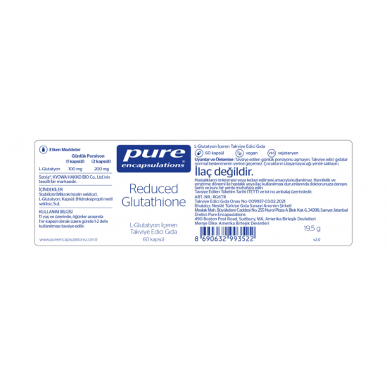 Reduced Glutathione | Pure Encapsulations® Reduced Glutathione | Pure Encapsulations® - Özel Takviyeler