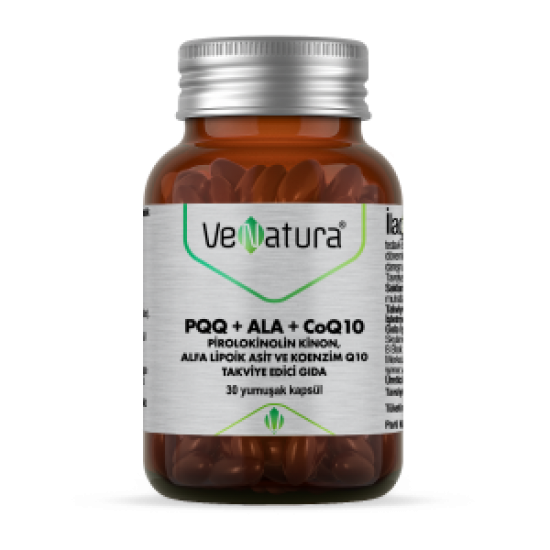 VeNatura PQQ+ALA+CoQ10 Pirolokinolin Kinon, Alfa Lipoik Asit ve Koenzim Q10 Takviye Edici Gıda VeNatura PQQ+ALA+CoQ10 Pirolokinolin Kinon, Alfa Lipoik Asit ve Koenzim Q10 Takviye Edici Gıda - Antioksidanlar
