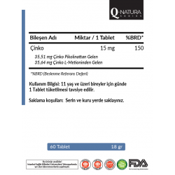 Q Natura Series Çinko - 60 Tablet
